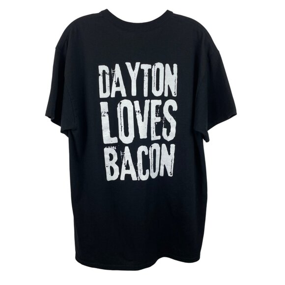 Dayton Ohio Bacon Fest Black Short Sleeve Graphic T-shirt Mens Size Large - Picture 2 of 7